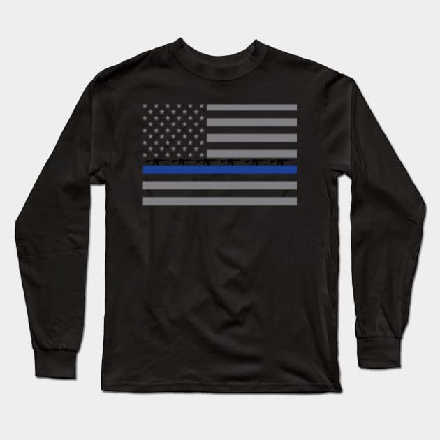 Thin Blue Line AR15 Flag Long Sleeve T-Shirt by Ten20Designs